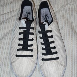 Keds Men’s Knit Sneakers in Off-White with Black Trim